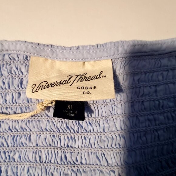 Universal Thread Light Blue Smocked Tank Top With Eyelet Ruffle Sleeves Size XL - Picture 9 of 9